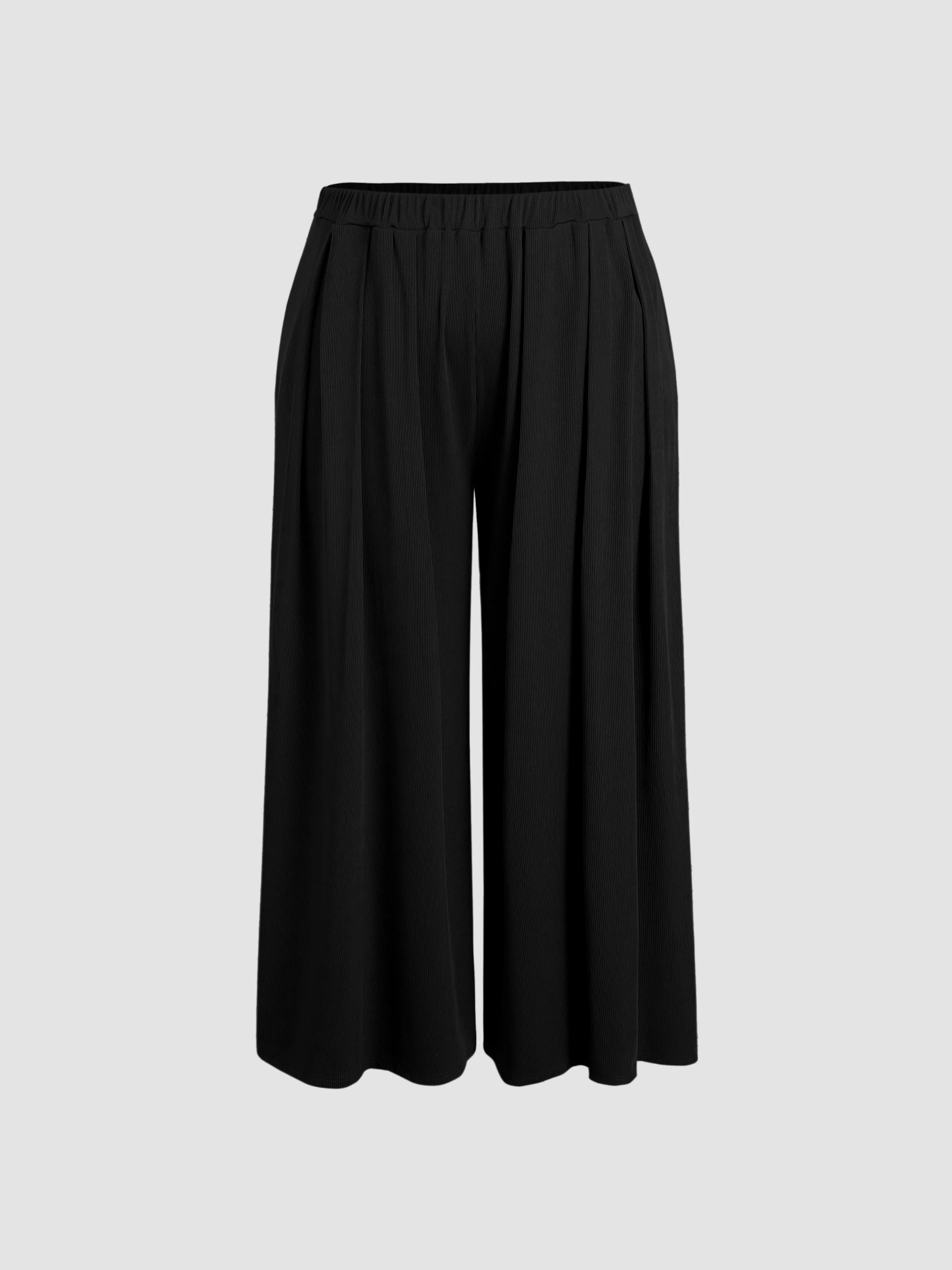 1. Pantalon Large Taille Élastique Uni