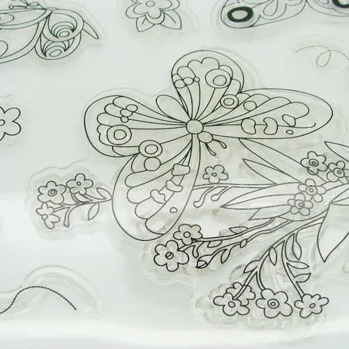 9 tampons silicone clear stamp en planche thème printemps mod1