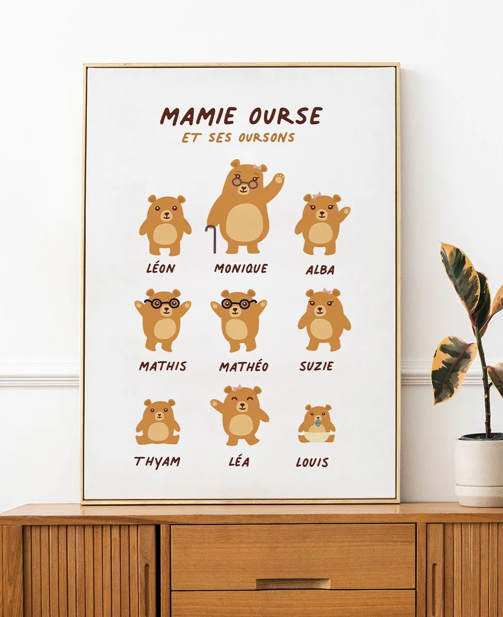 Affiche Mamie ourse et ses oursons