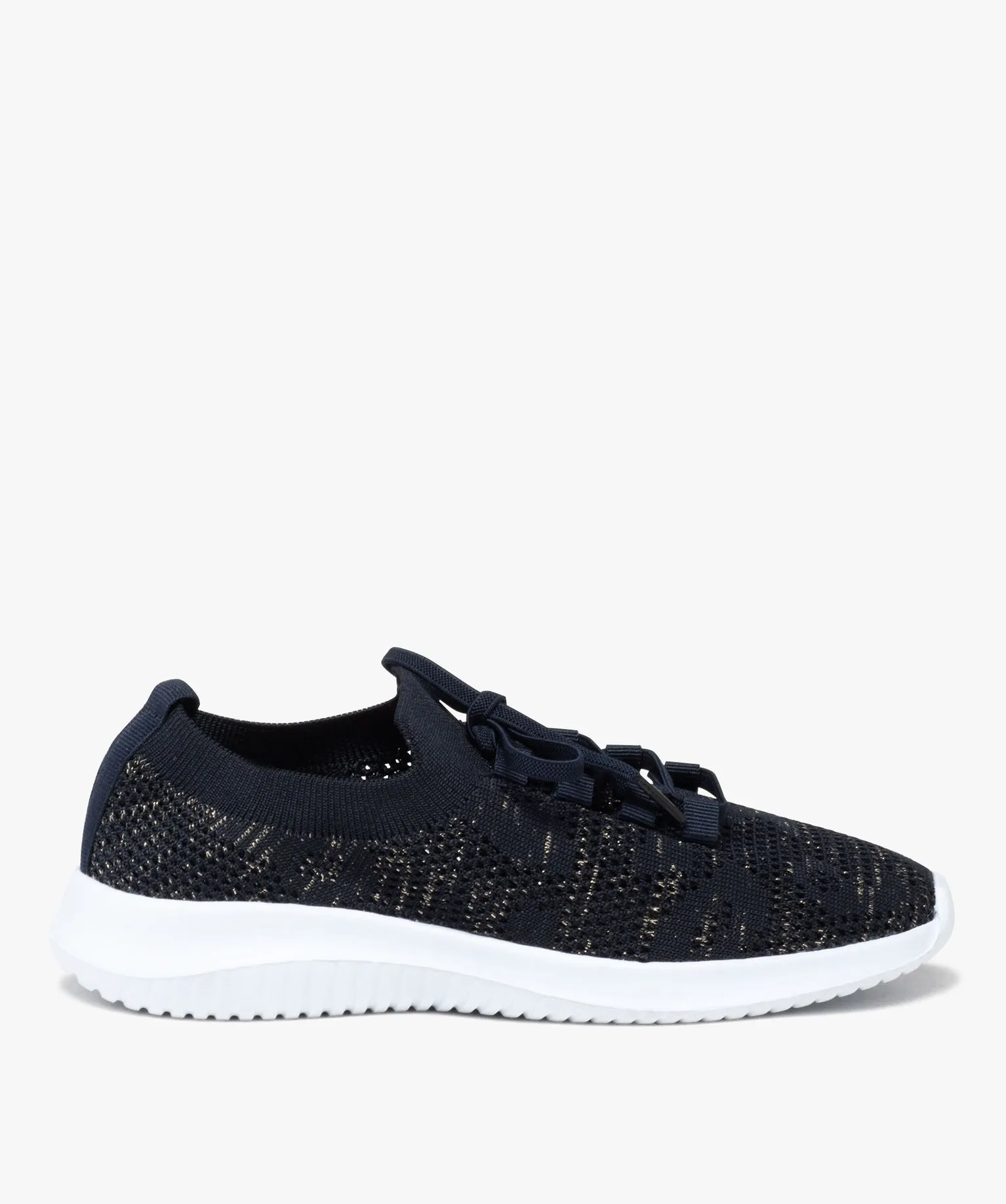 baskets femme unies en mesh ajoure avec col et lacets elastiques bleu derbies