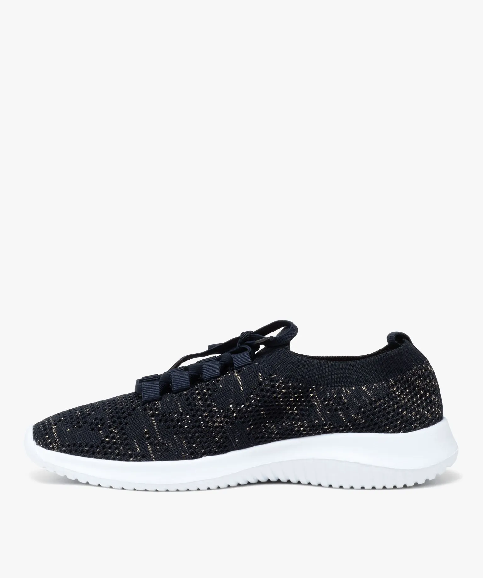 baskets femme unies en mesh ajoure avec col et lacets elastiques bleu derbies