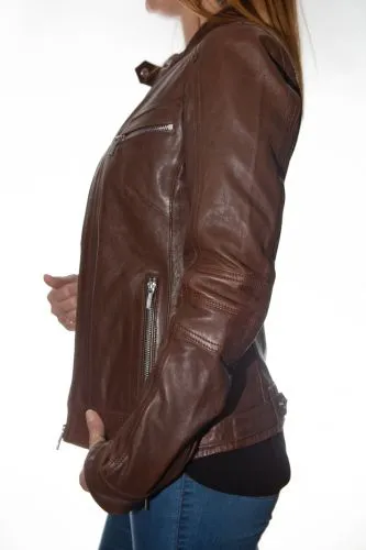 Blouson cuir Rose Garden Silene bison