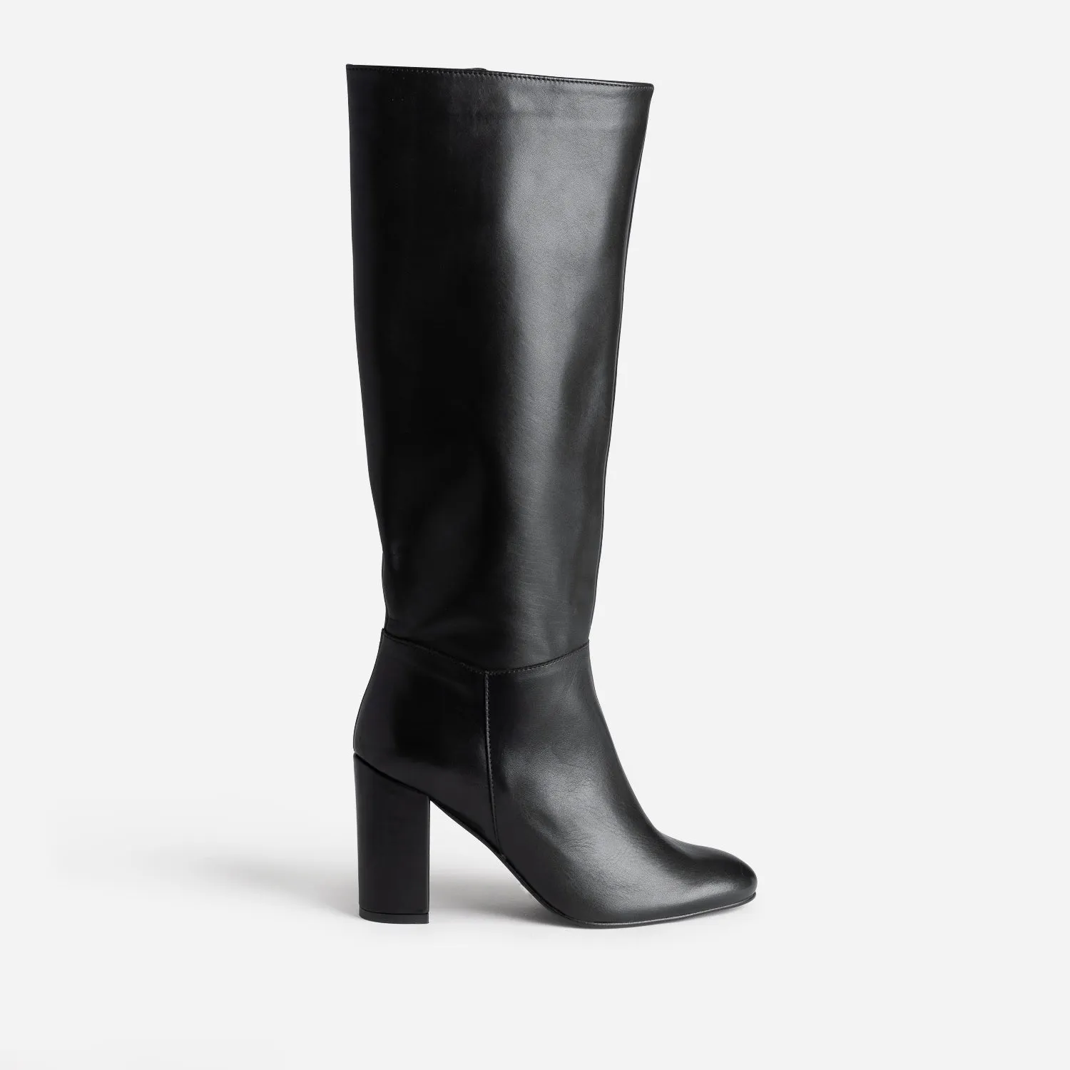 Botte à talon noire en cuir - Bottes Femme | ERAM