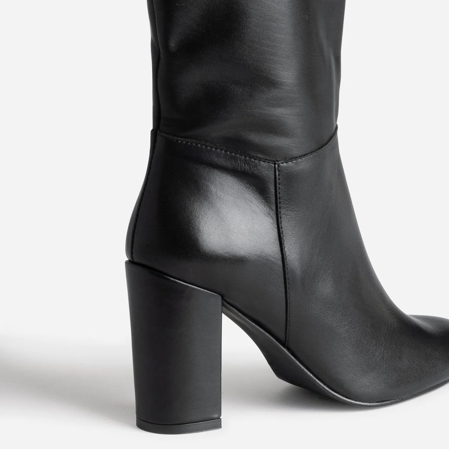 Botte à talon noire en cuir - Bottes Femme | ERAM