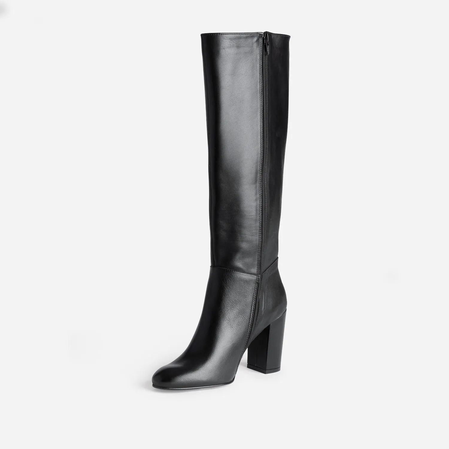 Botte à talon noire en cuir - Bottes Femme | ERAM