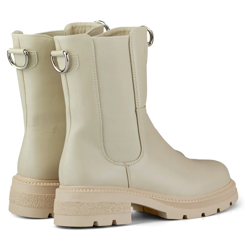 Bottes classiques pour femmes beiges sur la plate-forme