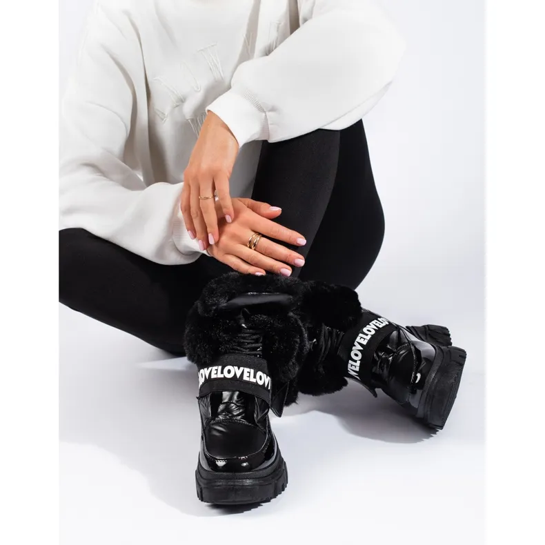 Bottes de neige femme avec élastique shelovet le noir