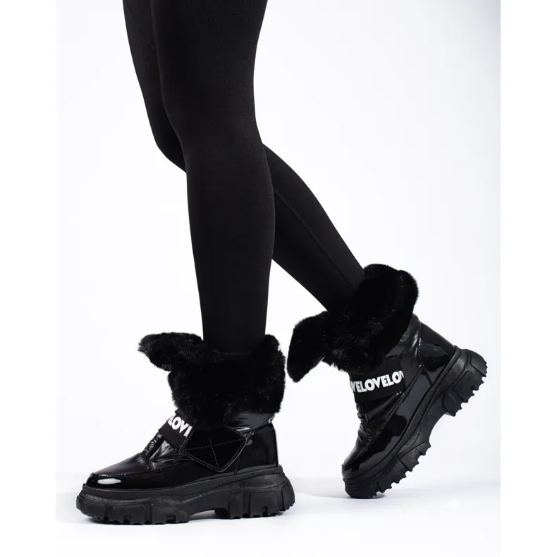 Bottes de neige femme avec élastique shelovet le noir