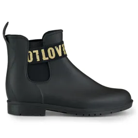 Bottes de pluie femme Love Gold noir mat le noir