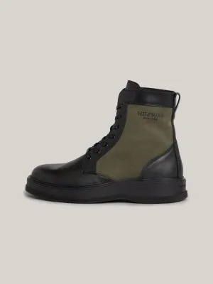 Bottes mi-mollet en cuir multitextures | Noir | Tommy Hilfiger