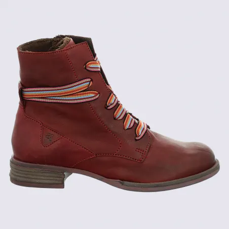 Bottines Josef Seibel, bottines tendances pour femme en cuir bordeaux| Igert Chaussures & Maroquinerie