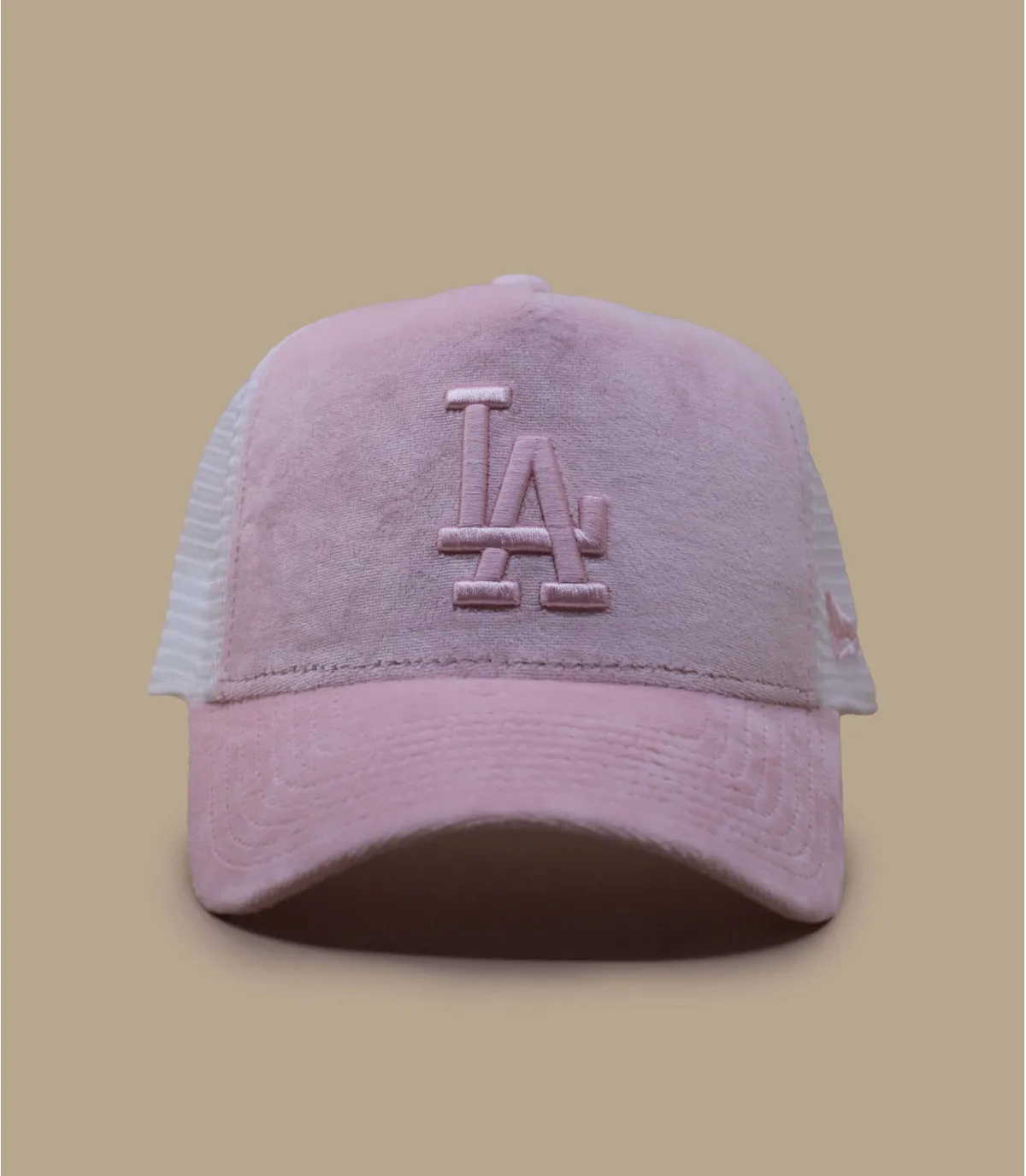 Casquette trucker femme LA velours rose - Casquette Wmn Trucker Velour LA pink New Era : Headict