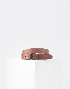 Ceinture cognac en cuir à boucle gainée Homme