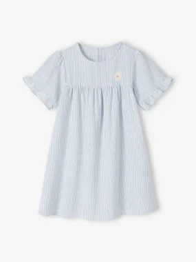 Chemise de nuit en popeline légère rayée rayé bleu - Vertbaudet