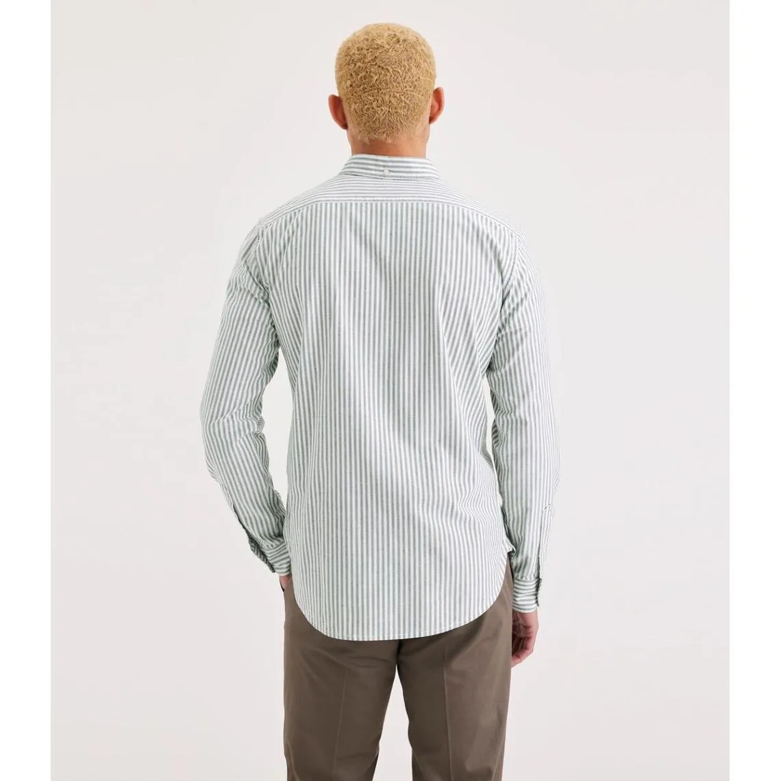 Chemise oxford en coton blanc et rayures vertes  | 3 Suisses