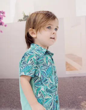 Chemise verte LENZING™ ECOVERO™ motif exotique bébé garçon