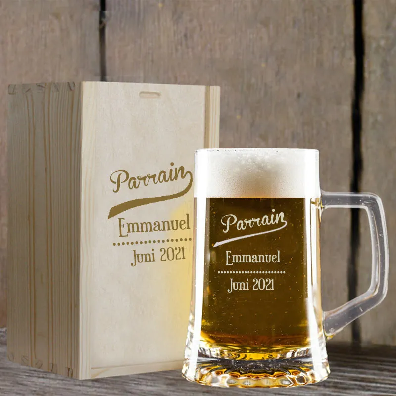 Chope de bière parrain personnalisée