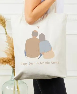 Coussin coeur Couple de dos grands-parents