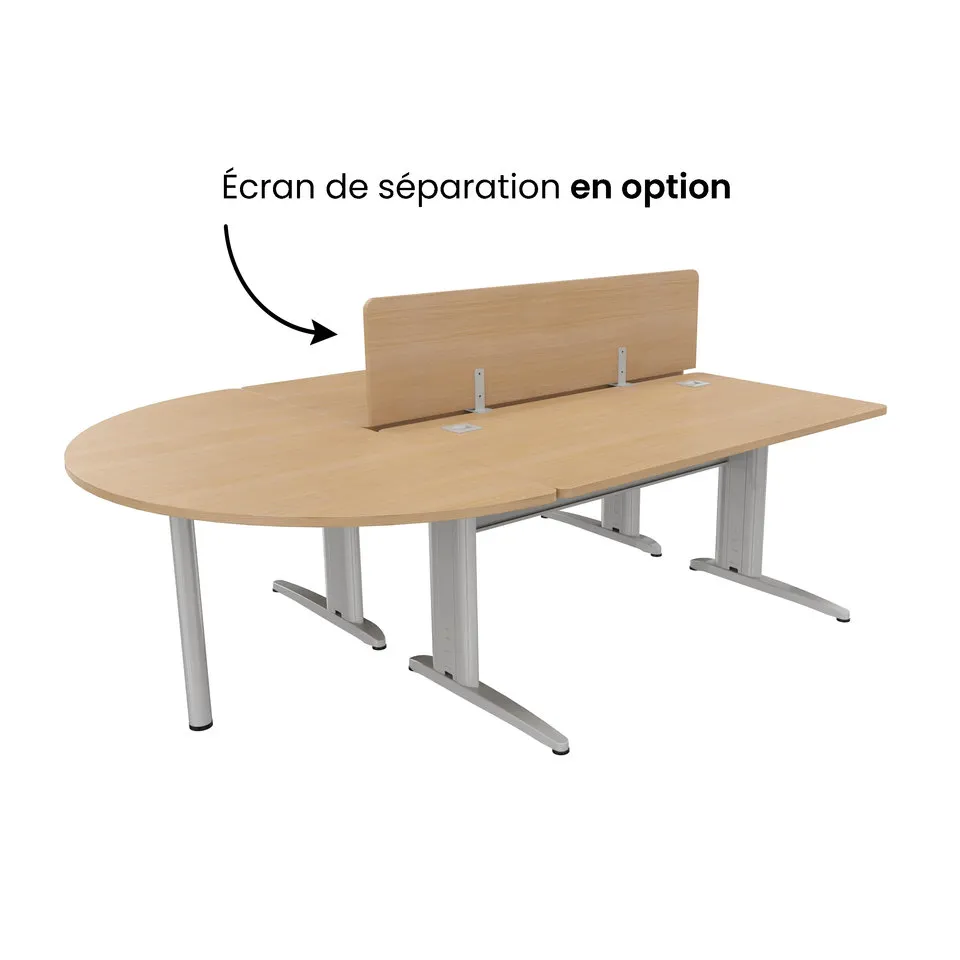 Ensemble 2 bureaux droits Corial - l. 140 x pr. 80 cm + convivialité demi-lune latérale 