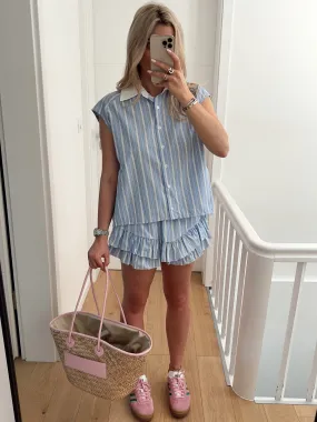 Ensemble JELLY Short et chemise sans manche rayés, bleu