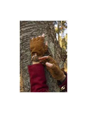 Gants celtiques en daim marron, fermeture à boucle ⚔️ Boutique Épées