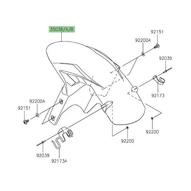 Garde-boue avant peint Kawasaki Ninja 1000SX (2020-2024) | Moto Shop 35