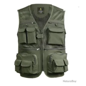 Gilet de Pêche du XL au 5XL COLORIS VERT