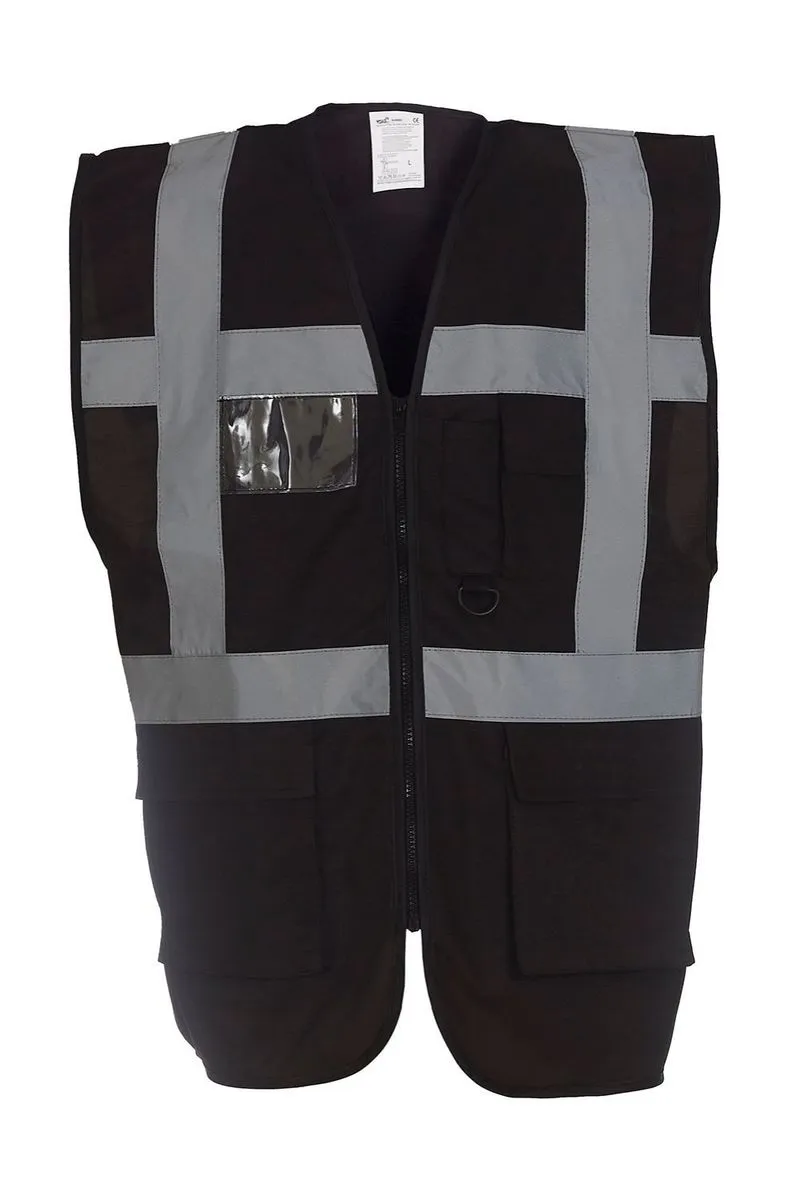 Gilet de sécurité zippé - haute visibilité - noir - HVW801 