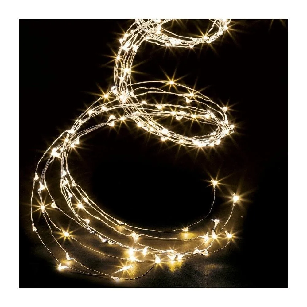 Guirlande lumineuse extérieur cascade 200 microled blanc chaud 8 jeux de lumière
