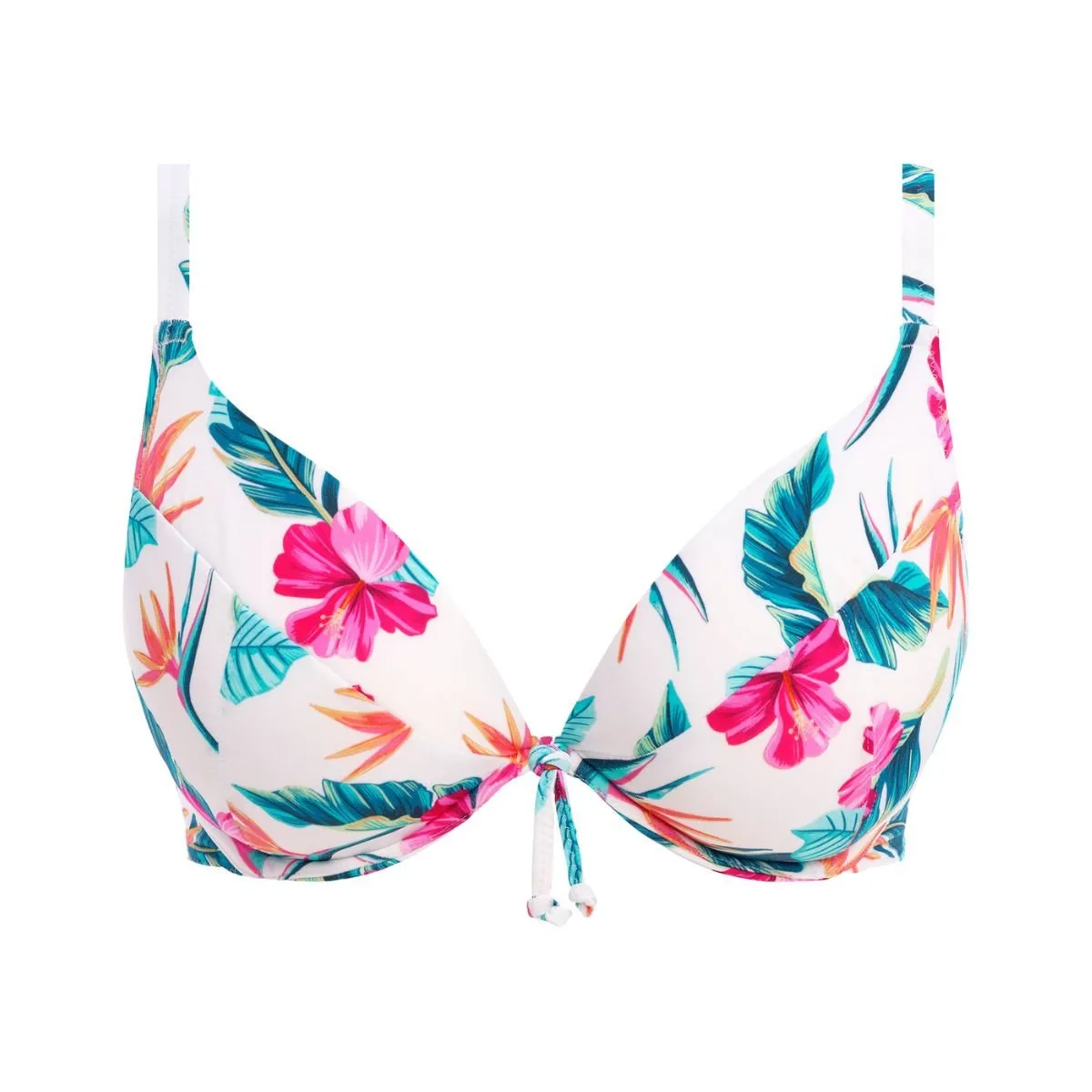 Haut de maillot plongeant à armatures Palm Paradise White de Freya Swim