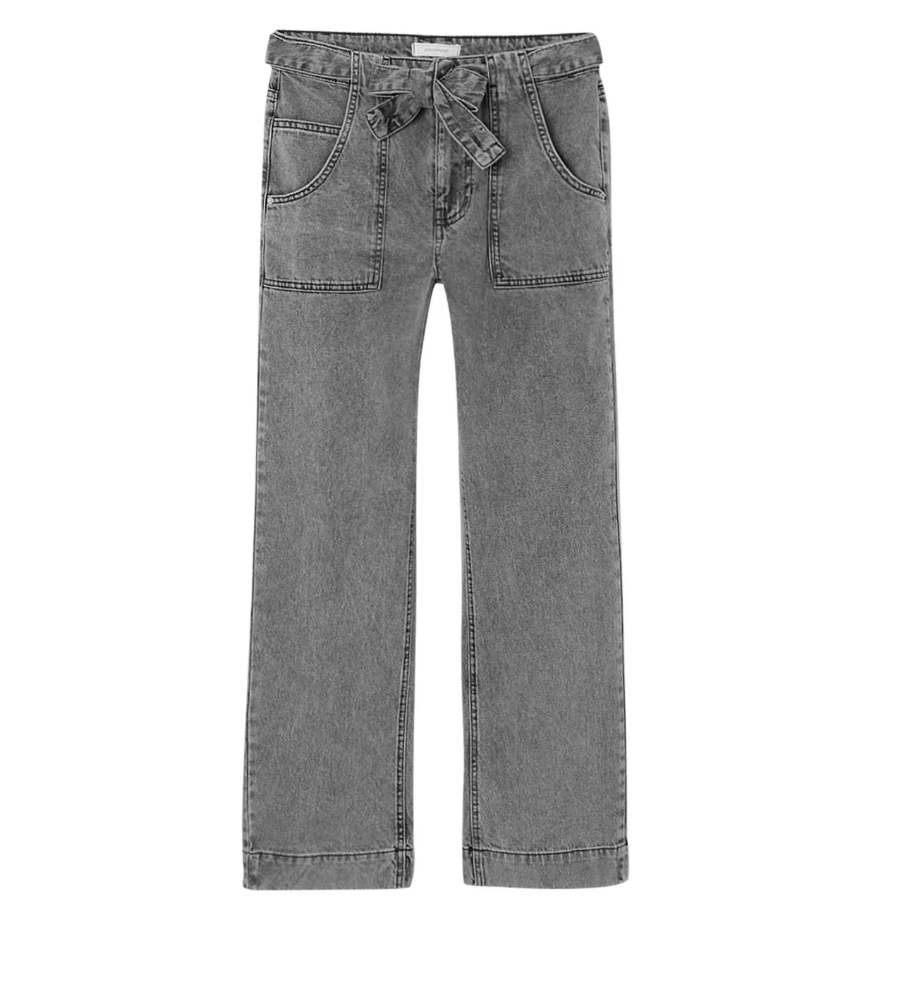 Jean droit taille haute Femme - Jeans gris