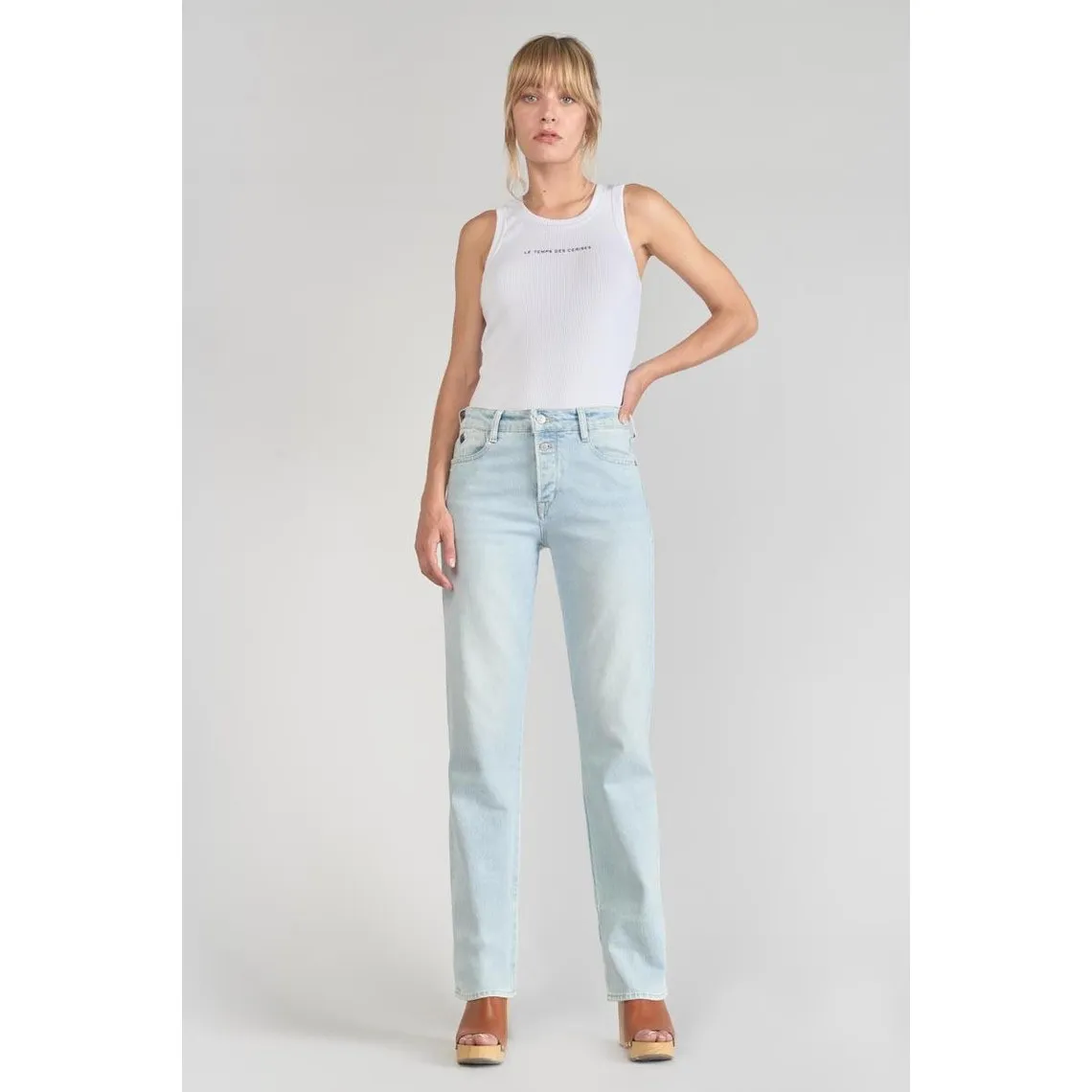 Jeans  400/19 mom taille haute, longueur 34 en coton Vale | 3 Suisses