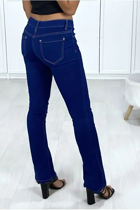 Jeans bleu brute patte d'eph avec 5 poches