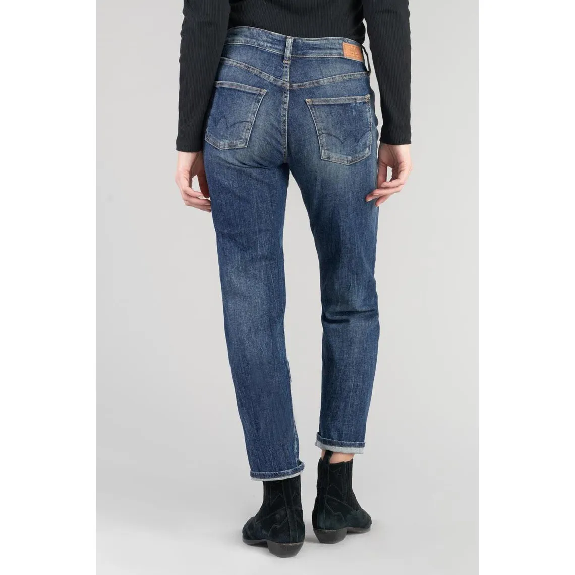 Jeans mom 400/17, 7/8ème bleu en coton Yael | 3 Suisses