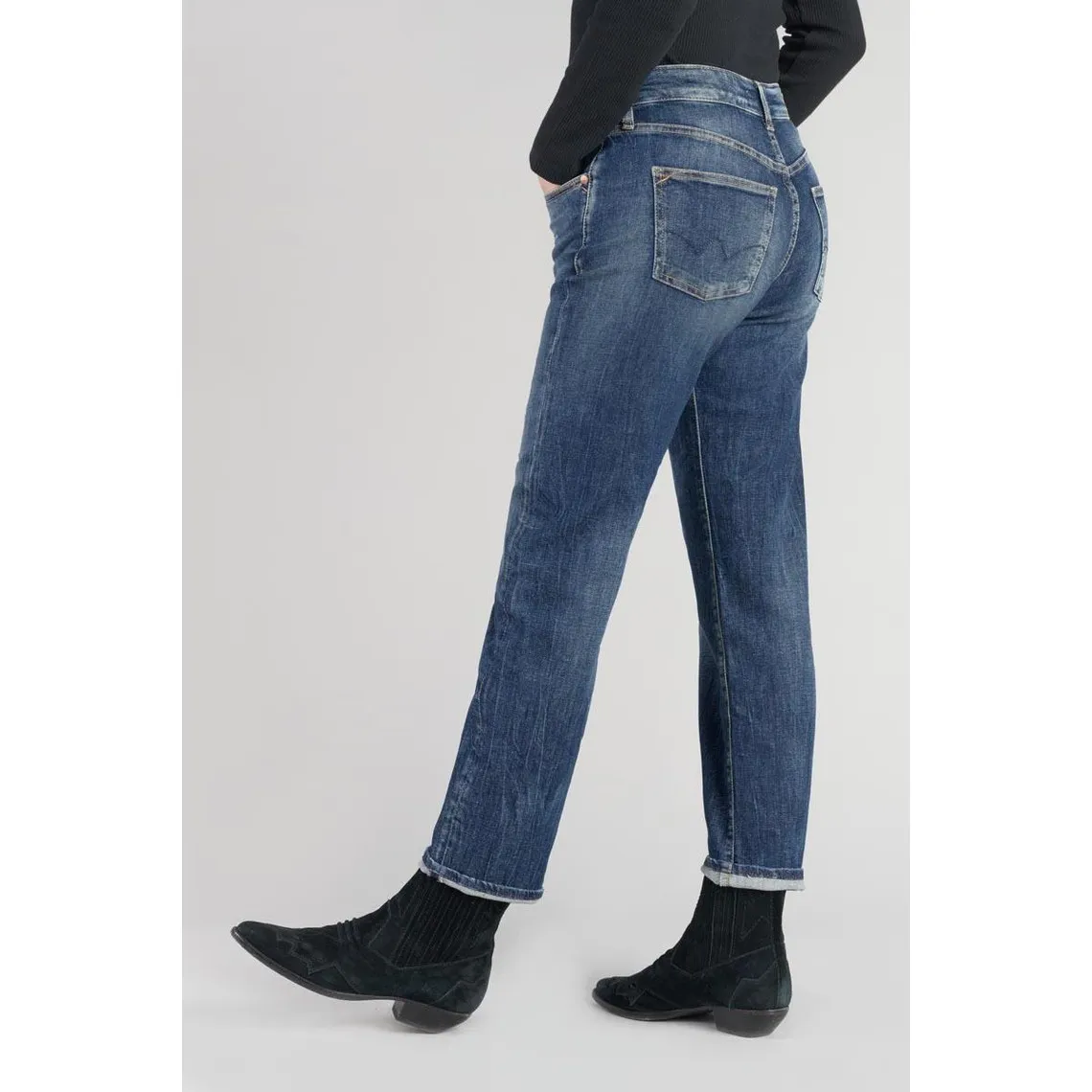 Jeans mom 400/17, 7/8ème bleu en coton Yael | 3 Suisses