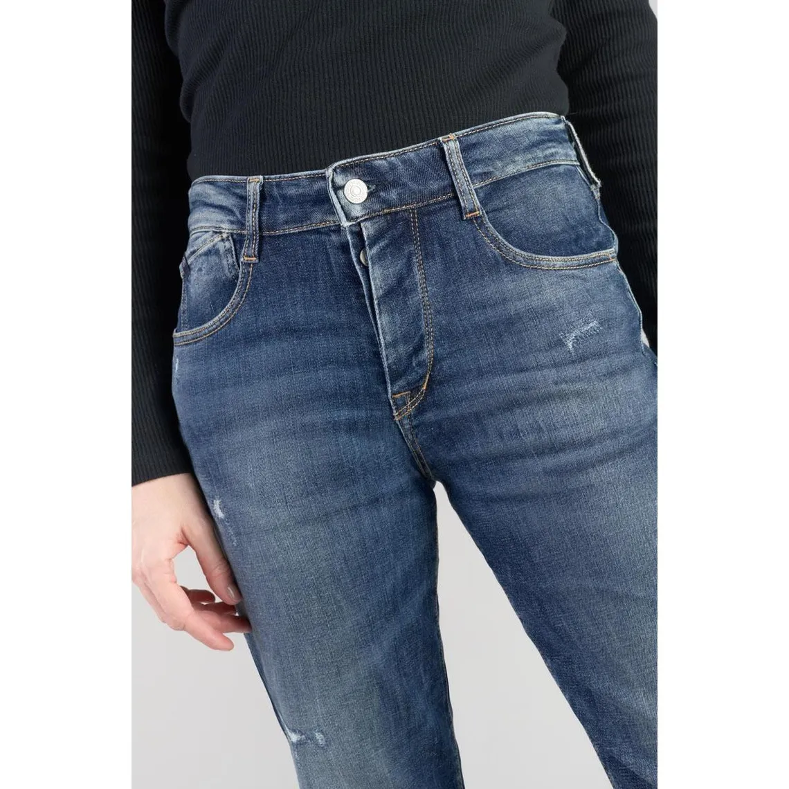 Jeans mom 400/17, 7/8ème bleu en coton Yael | 3 Suisses