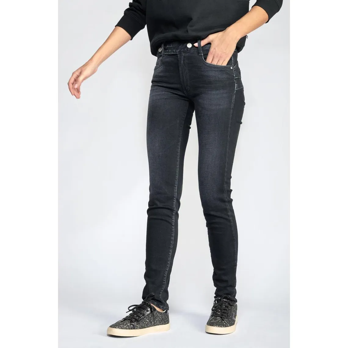 Jeans Penny pulp slim taille haute bleu-noir N°1 en coton | 3 Suisses