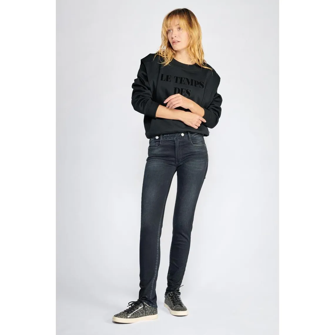 Jeans Penny pulp slim taille haute bleu-noir N°1 en coton | 3 Suisses