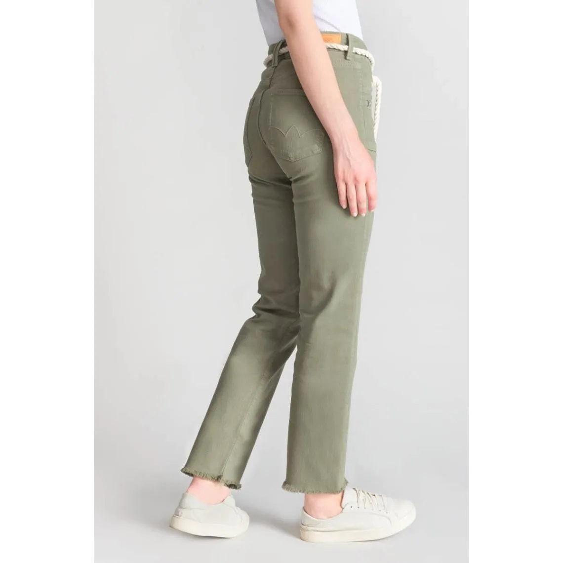 Jeans regular, droit pricilia, 7/8ème vert en coton | 3 Suisses