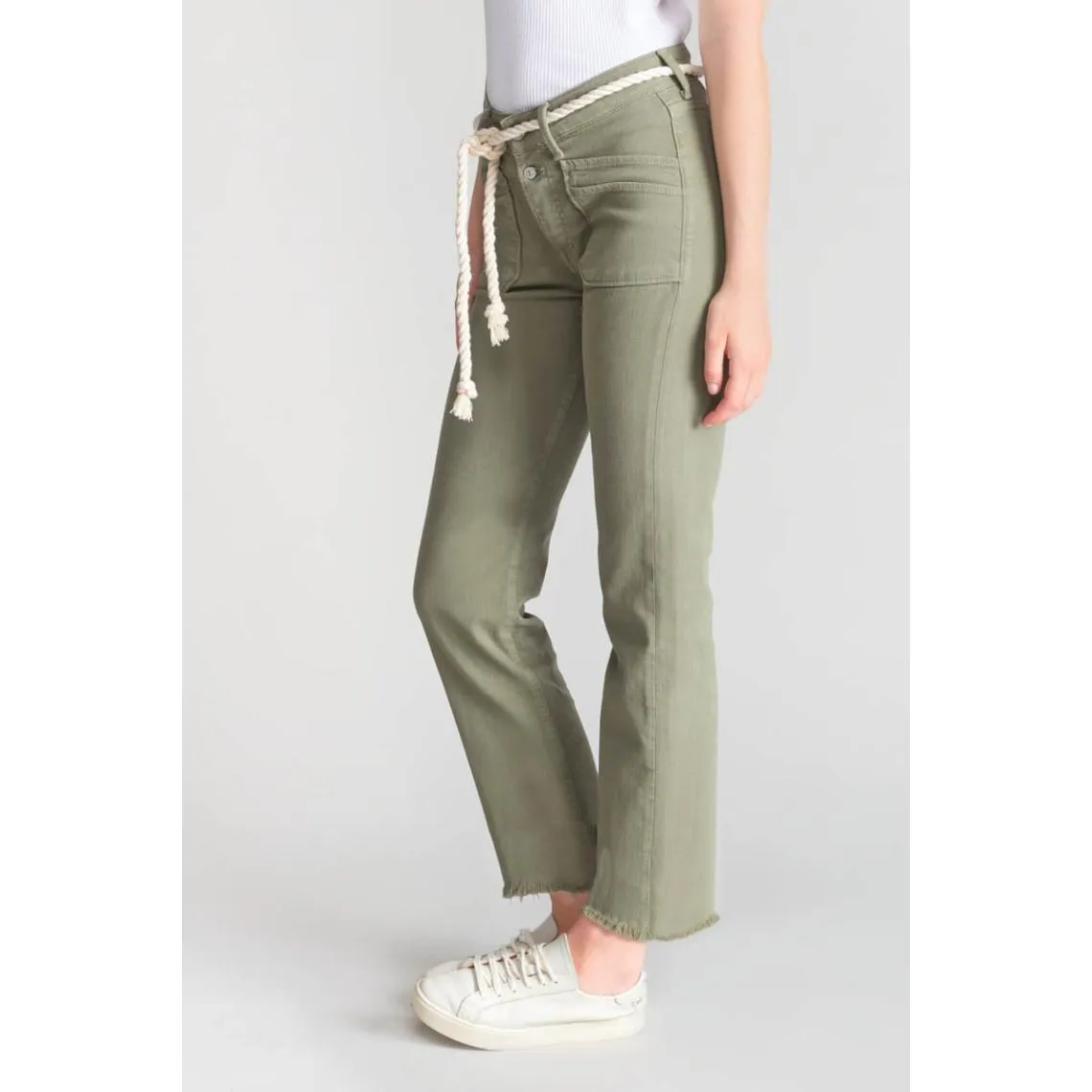 Jeans regular, droit pricilia, 7/8ème vert en coton | 3 Suisses