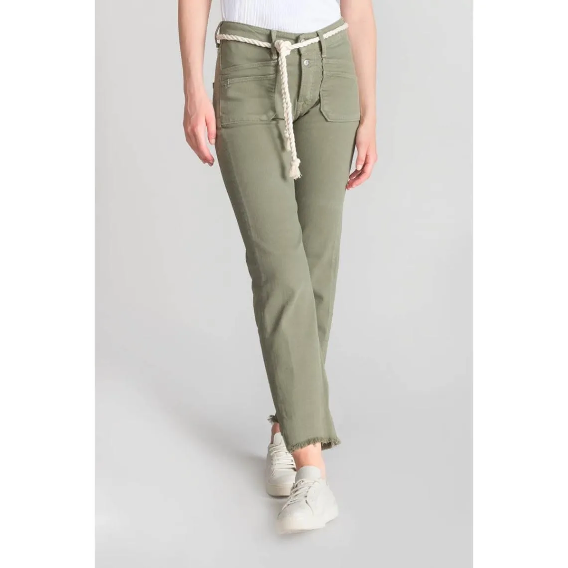 Jeans regular, droit pricilia, 7/8ème vert en coton | 3 Suisses