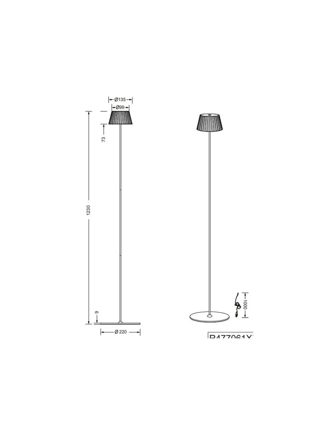 Lampadaire LED Fonction Tactile SUAREZ Dimmable 1,5W Lumière Chaude 3000K Noir | LéonLeds