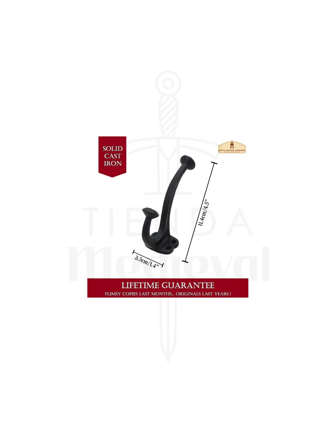 Lot de 2 supports muraux en fer forgé à suspendre (11,4x3,5 cm.) ⚔️ Boutique