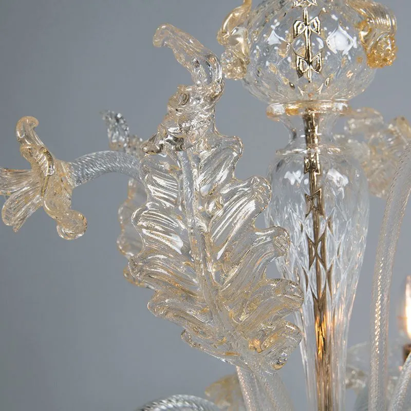 Lustre Accademia 5 haut Cristal avec reflets dorés