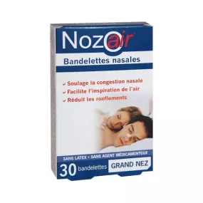 Nozoair Bandelettes nasales grand nez boite de 30