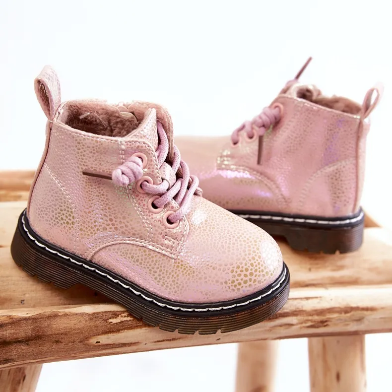 PA1 Bottes chaudes pour enfants avec fermeture éclair Rose Betsy