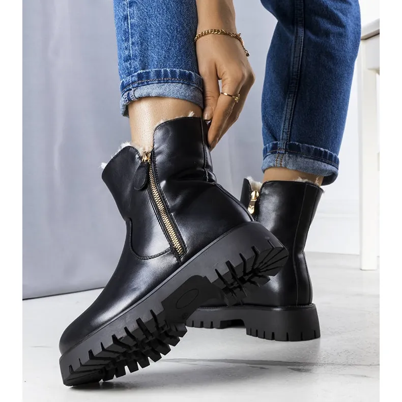 PA1 Bottes isolées noires avec fourrure de Teris le noir