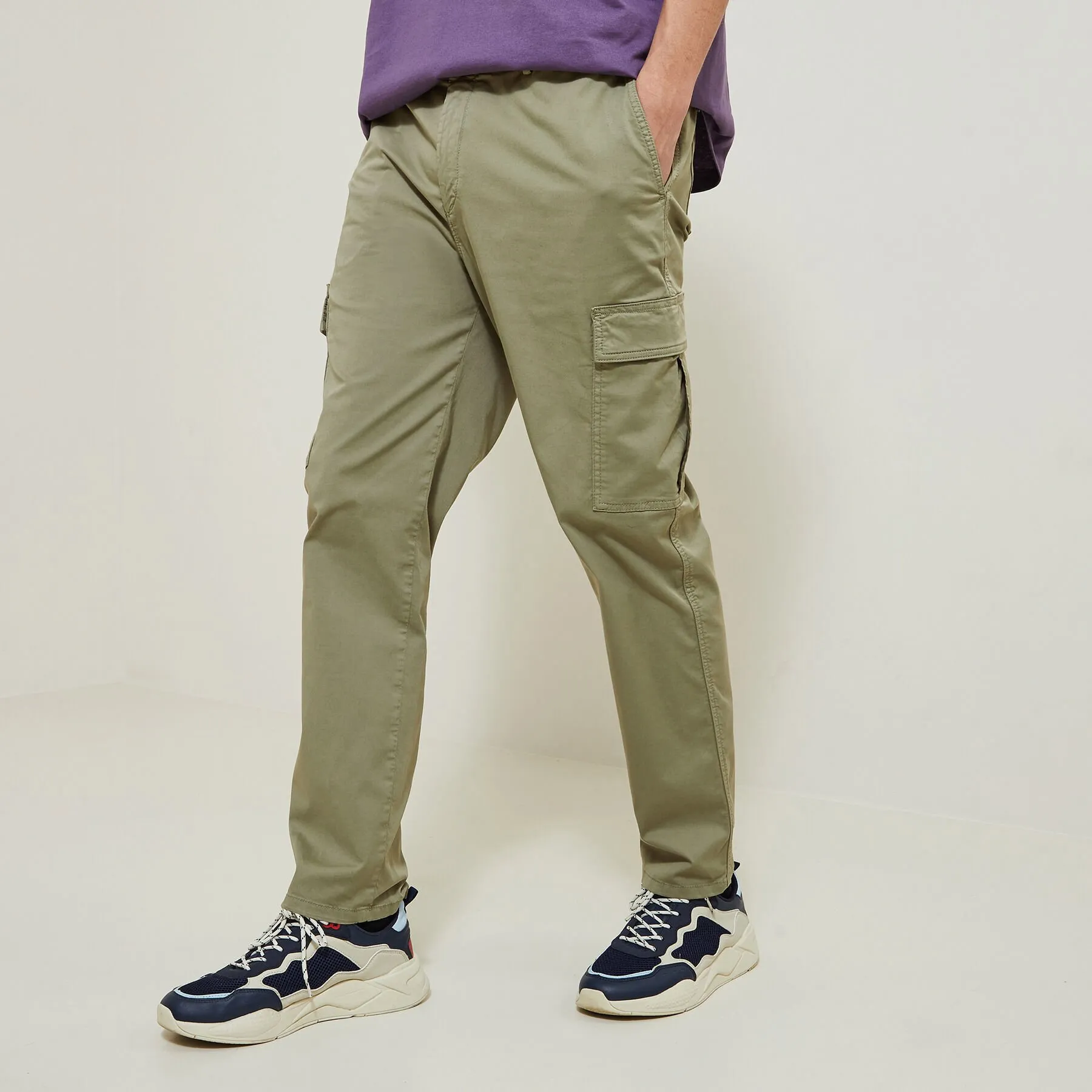 Pantalon cargo loose léger Vert clair | Jules