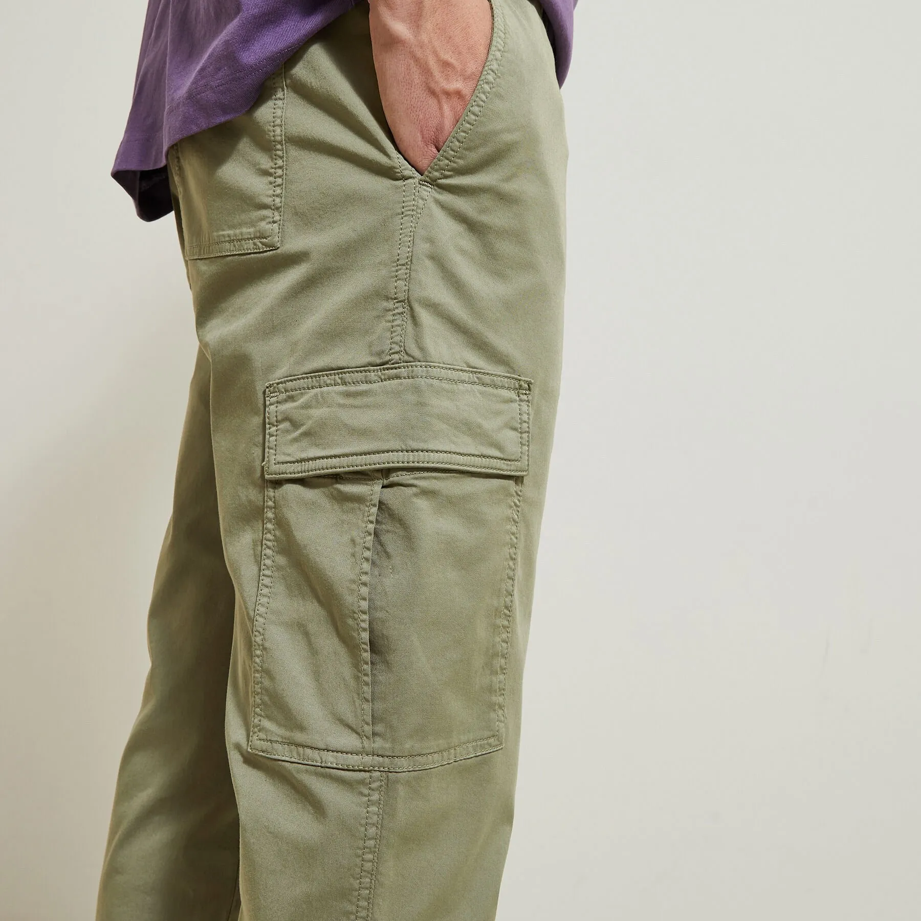 Pantalon cargo loose léger Vert clair | Jules