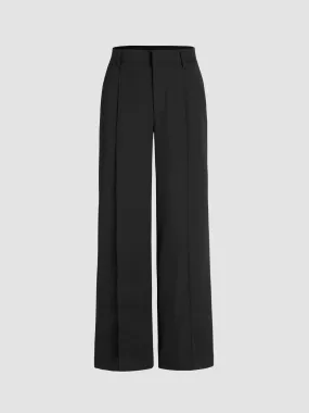 Pantalon droit plissé à taille moyenne